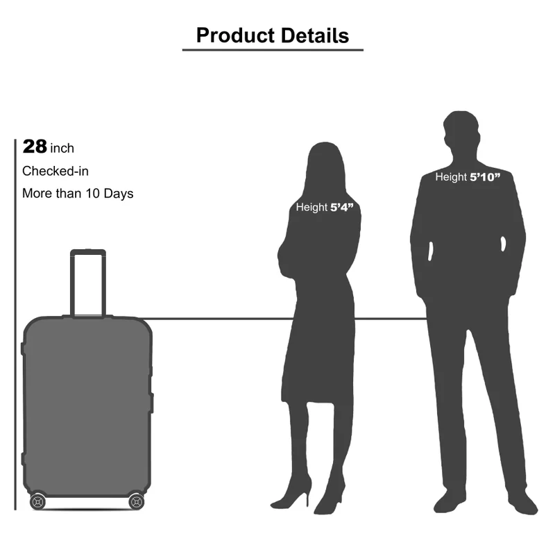 Senator  unisex hard case large checked luggage lightweight pp fashion trolley luggage with 360° degree 4 twin wheel and safe zippers kh1010 green  | Best Price UAE
